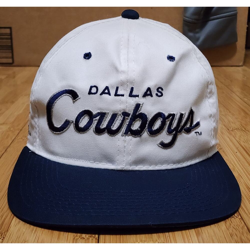 Vintage 90s Dallas Cowboys Hat Cap Snapback White Sports Specialties Script NFL